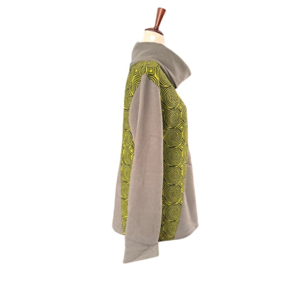 Boho Hippie Retro Trippy Green Embroidered Women's Sweatshirt Cowl Neck Lrg NWOT - Picture 8 of 16